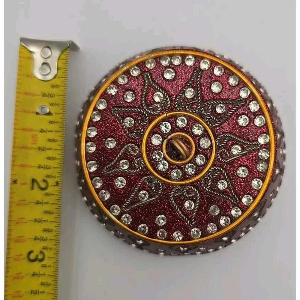 TRADITIONAL Bollywood‎ Style Rhinestone Enamel Wire Trinket Box India Design ~3
